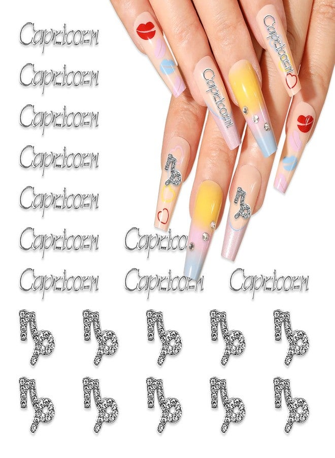 JERCLITY 20pcs Silver Alloy Capricorn Zodiac Nail Charms 10pcs Capricorn Sign Symbols Nail Charms 10pcs Capricorn Words Nail Charms for Nails（Capricorn Dates: December 22 to January 19）, JSP408 - Image 1